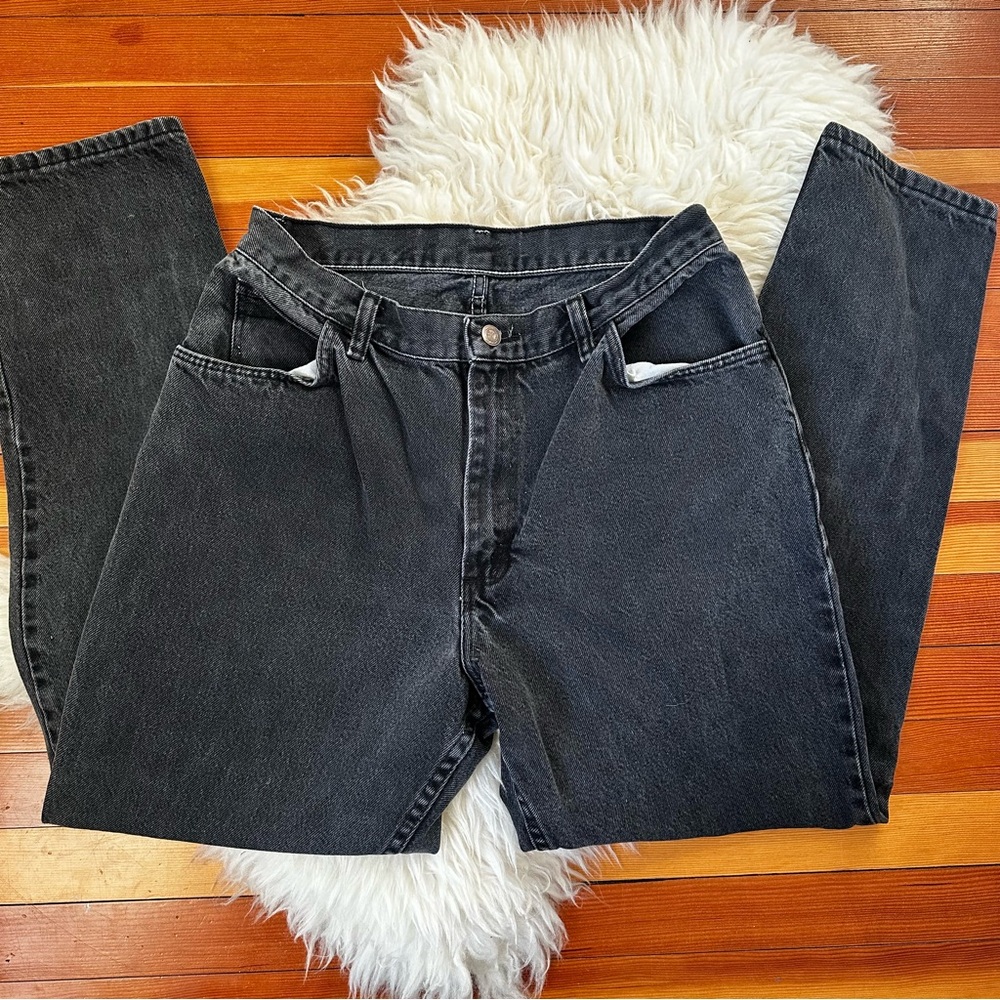 Vintage Black Wrangler High Waisted Denim Straight Legged Jeans